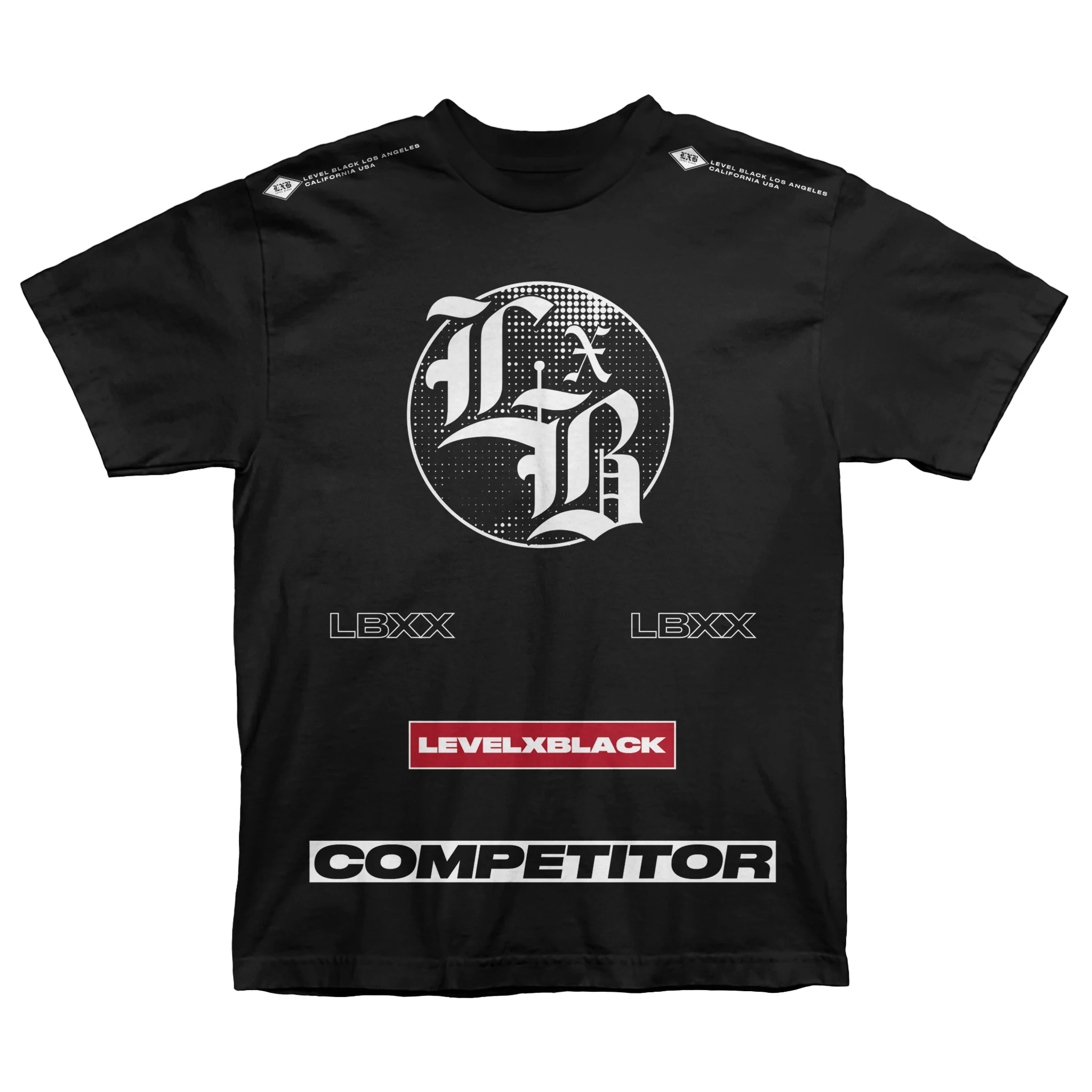 Men's Gym T-Shirt LEVELXBLACK COMPETITOR Print Oversized Breathable Workout Short Sleeve Casual Streetwear Fitness Training Tee