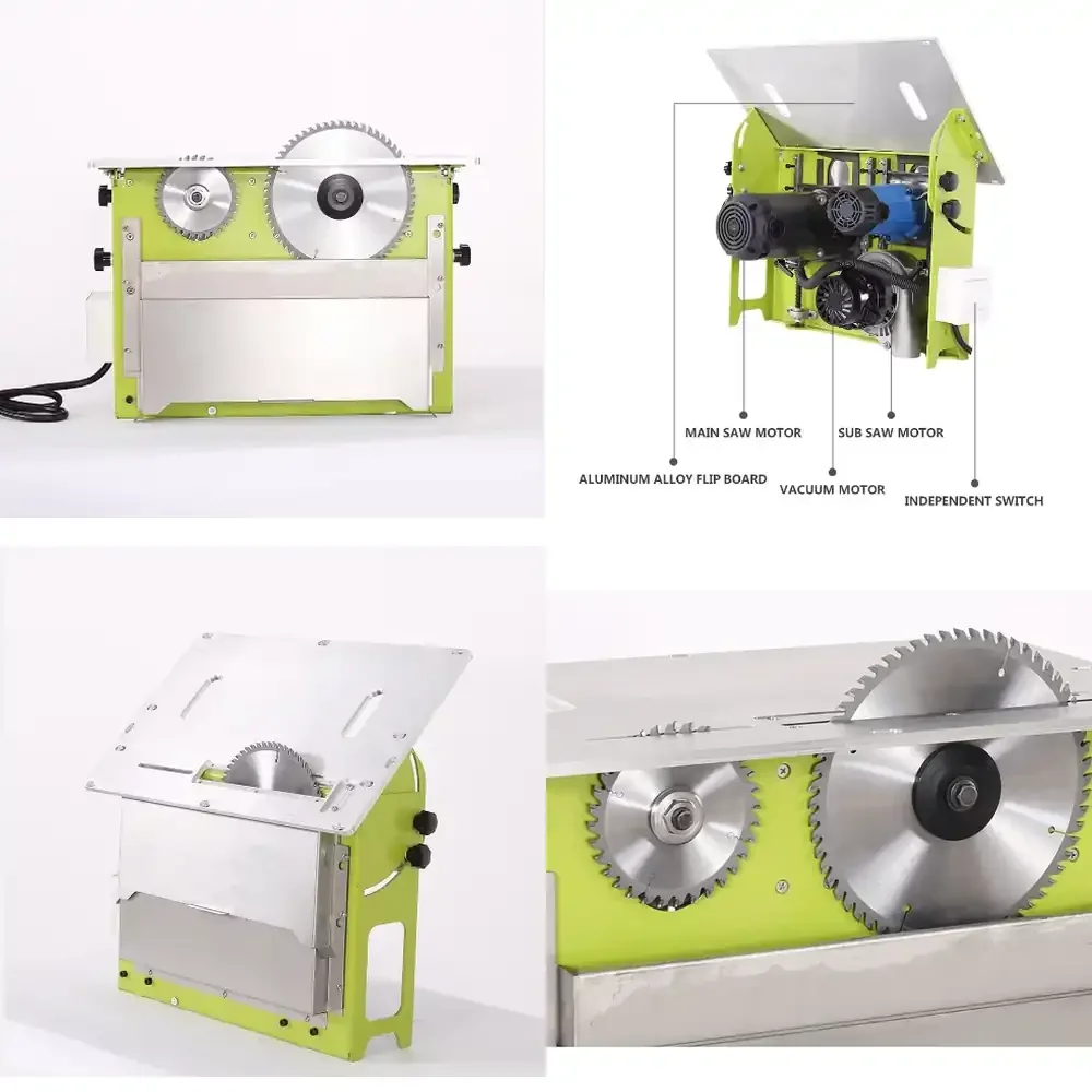 2026-Adjustable multi-functional woodworking small table saw with dust-free worktable and flip function