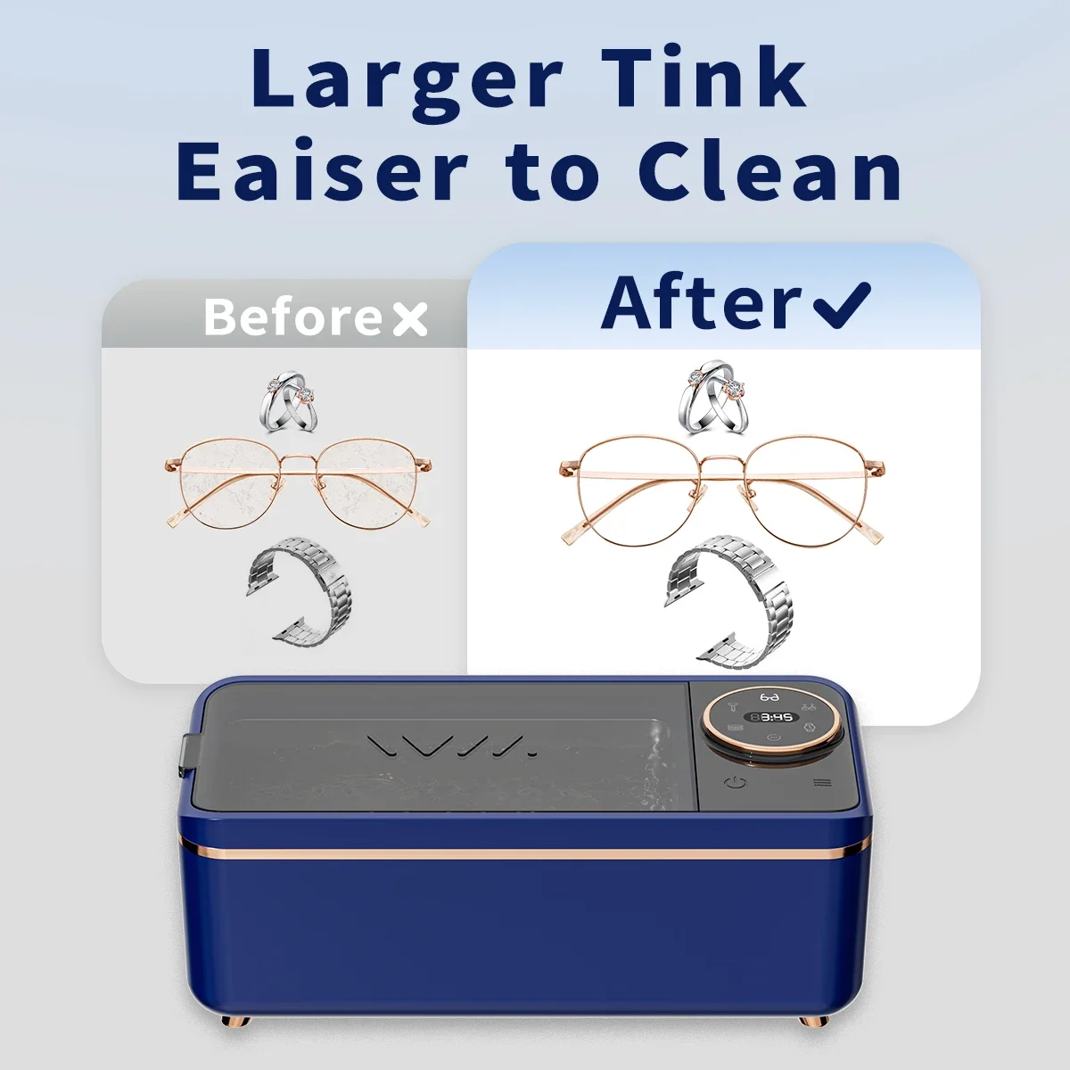 Ultrasonic 55KHZ Cleaner Machine, Ultrasonic Glasses Cleaner, Denture Jewelry & Makeup Brush Cleaning Machine 6 Timing function