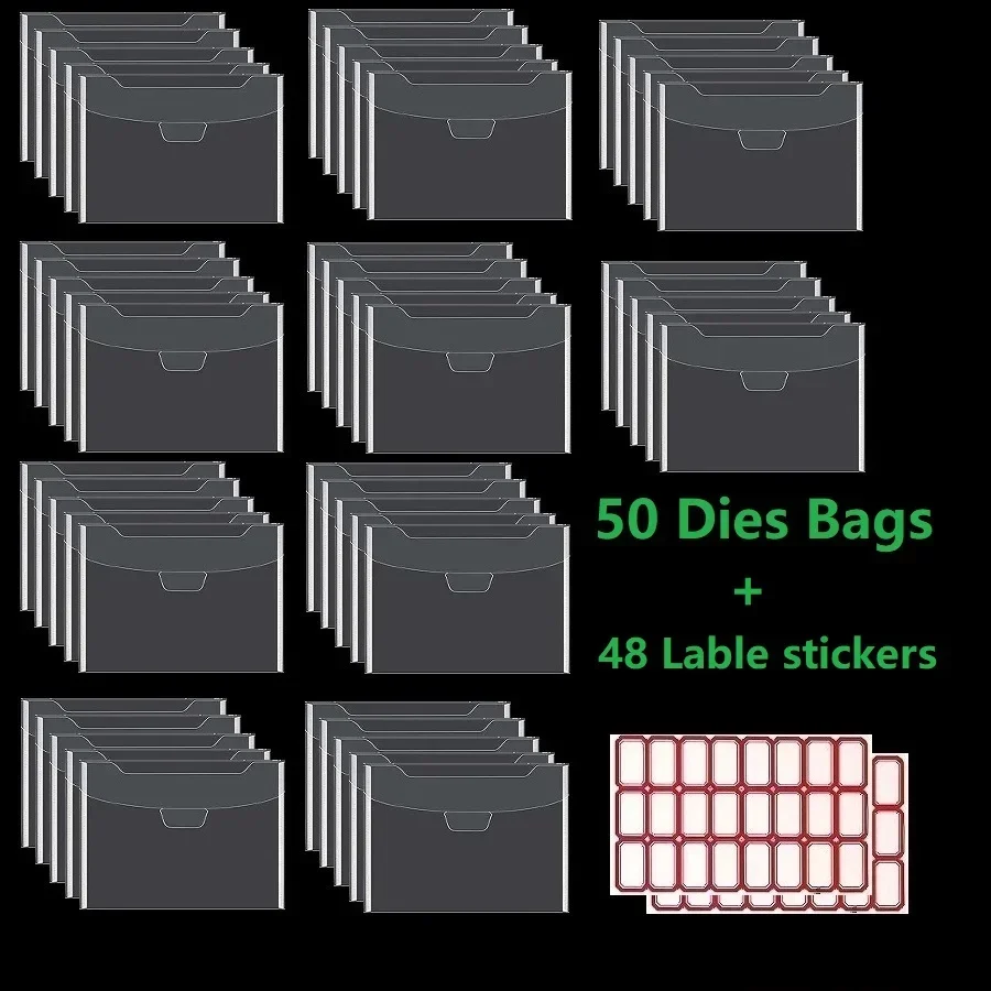 50 قطعة/المجموعة أوراق أكياس المجلد البلاستيكية لتخزين قطع يموت الطوابع المنظم أصحاب أكياس شفافة #2