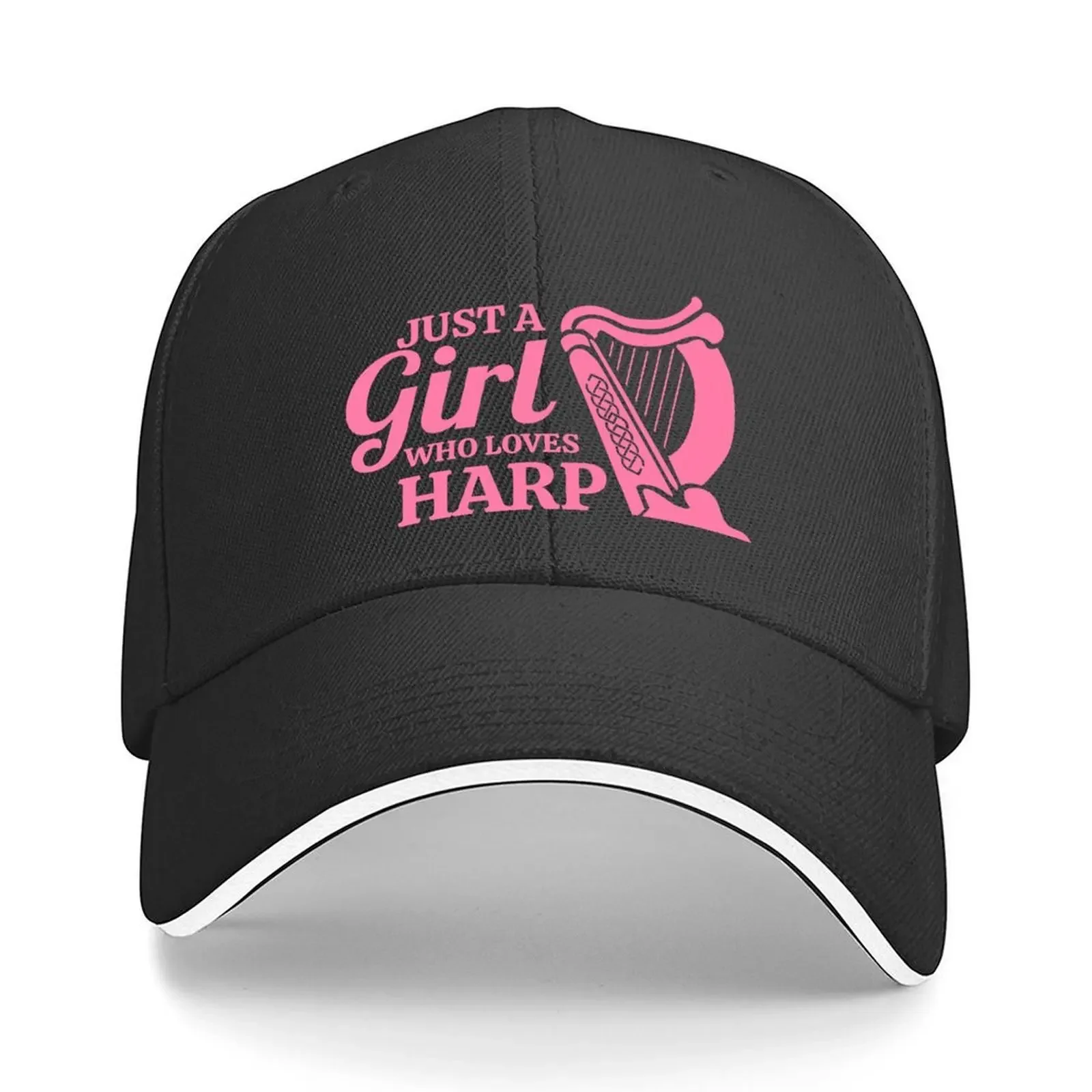 Solo una chica que ama la música de la arpa, idea de regalo para amantes de la música, gorra de béisbol, sombrero nuevo, sombrero de caballero, sombreros de mujer a la moda, sombreros de hombre 2025