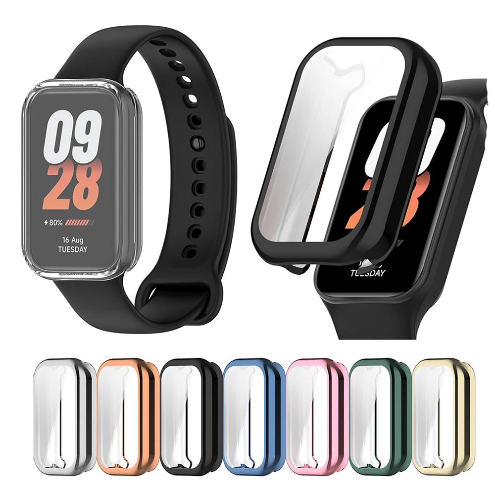 Electroplated TPU Protective Case For Redmi Band 2 Full Screen Protector Shell Cover for Xiaomi Band 8 Active
