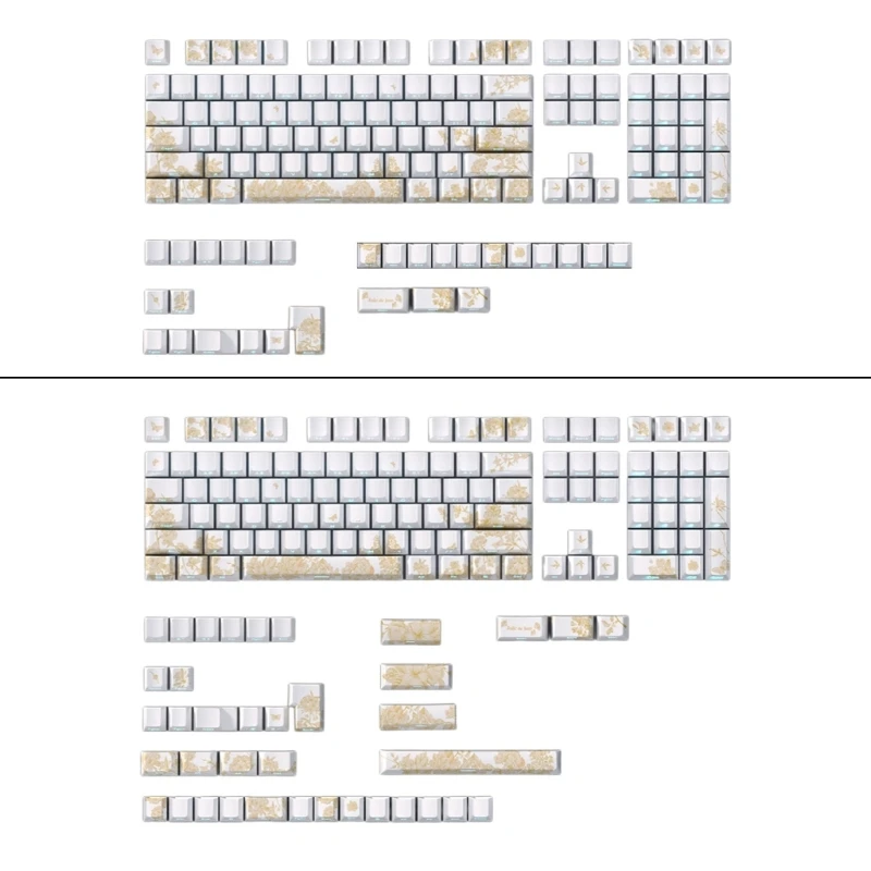 146/136 키 PBT 키 캡 세관 플래티넘 자수 키 캡 세트 기계식 키보드 용 측면 인쇄 백라이트 키 캡