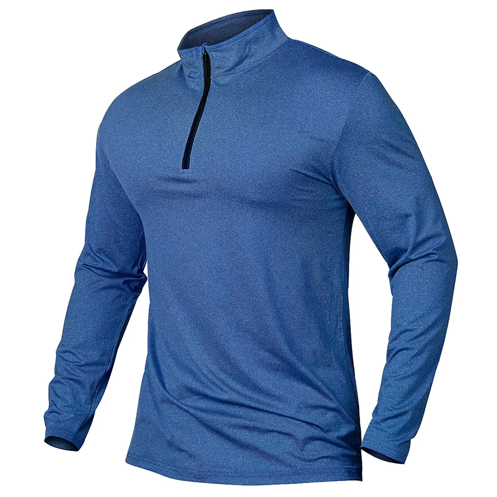 

2026 Men'S Active Sports Shirts Soild Quarter Zip Long Sleeve Running Pullover Tops Outdoor Sweatshirt Summer Breathable Shirt