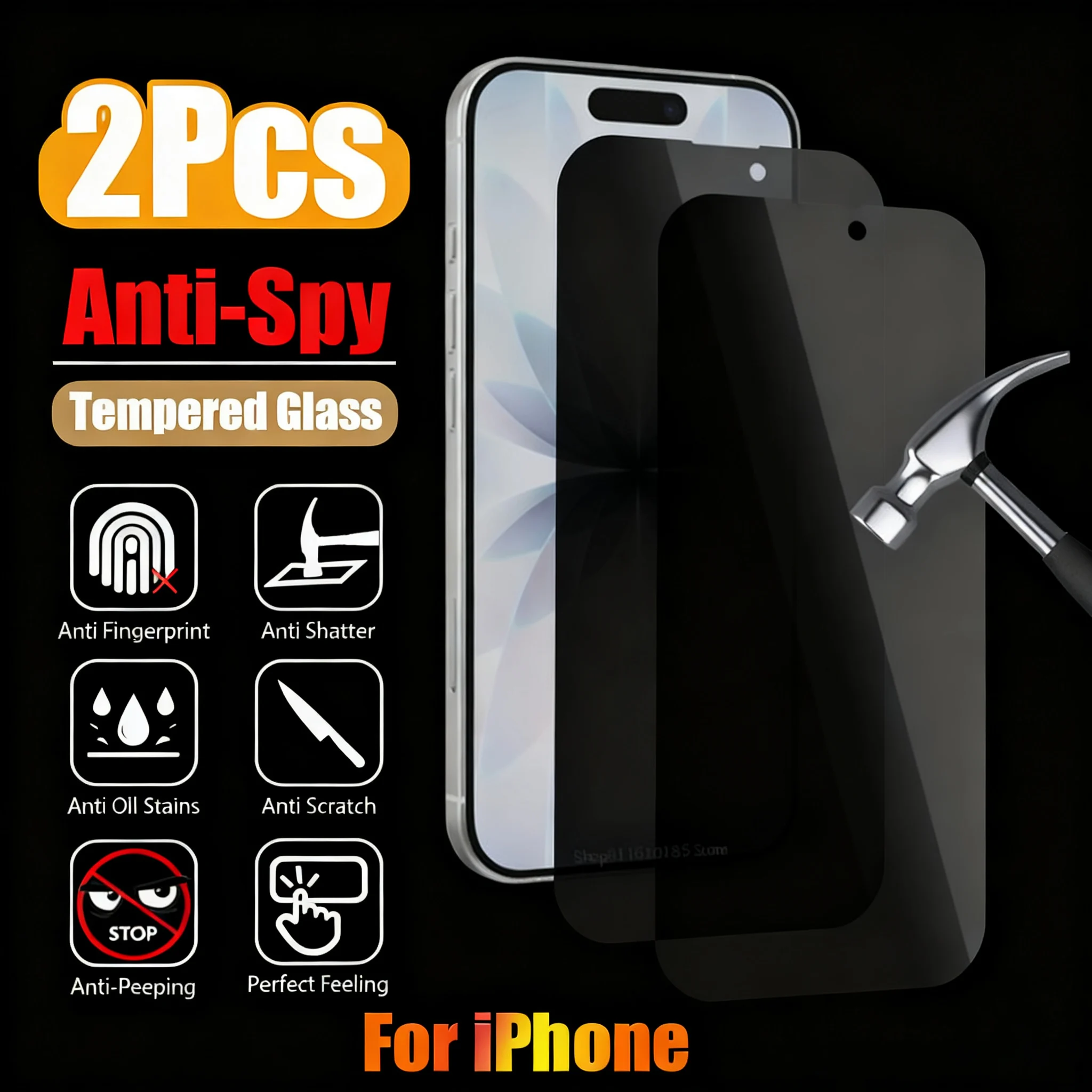 

2 шт. антишпионское стекло для iPhone 17 16 15 14 13 12 11 Pro Max Защитная пленка для экрана для iPhone Air 16e 15 14 Plus 13 12 Mini 11