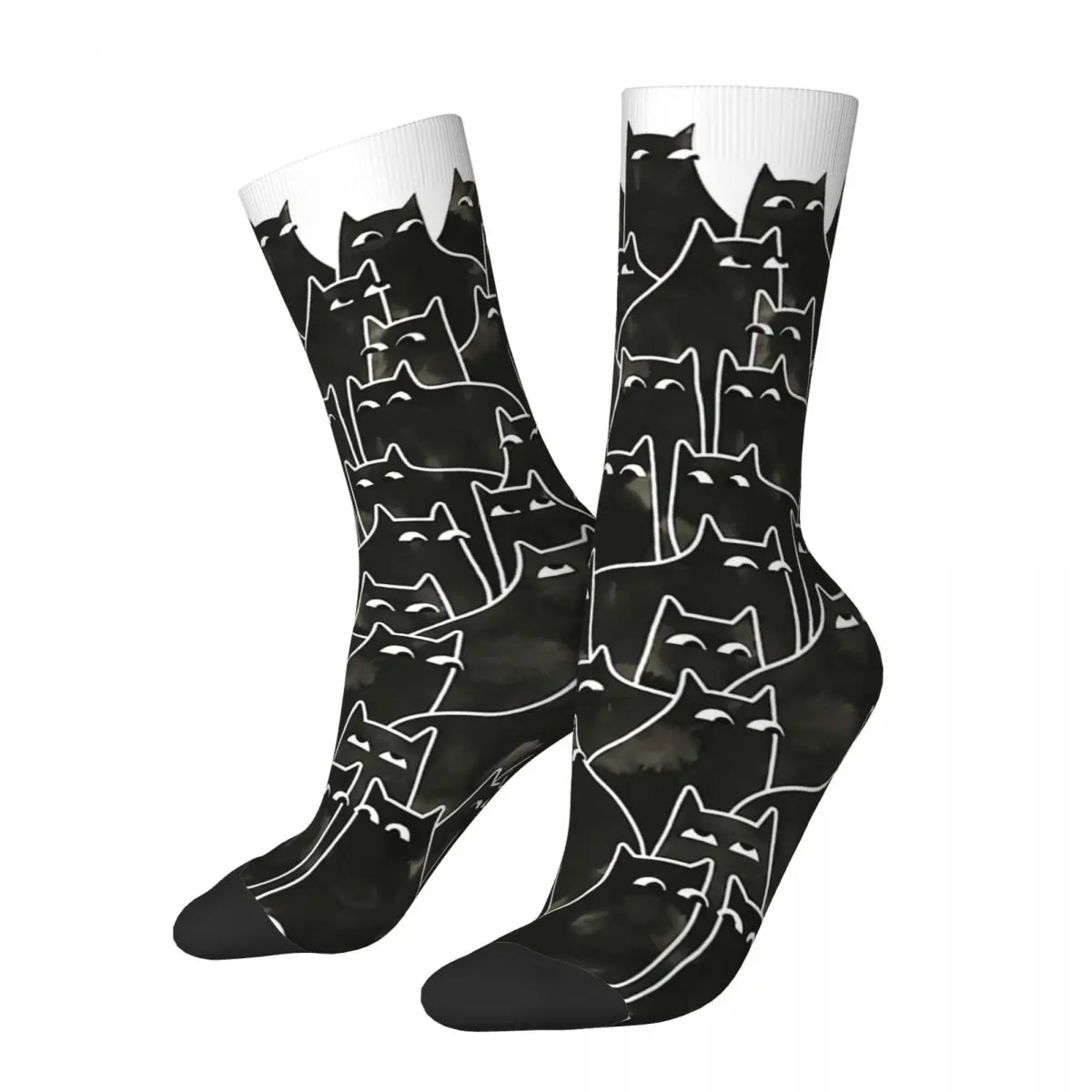 

Funny Happy Men's Socks Suspicious Retro Harajuku Cat Hip Hop Casual Crew Crazy Sock Gift Pattern Printed