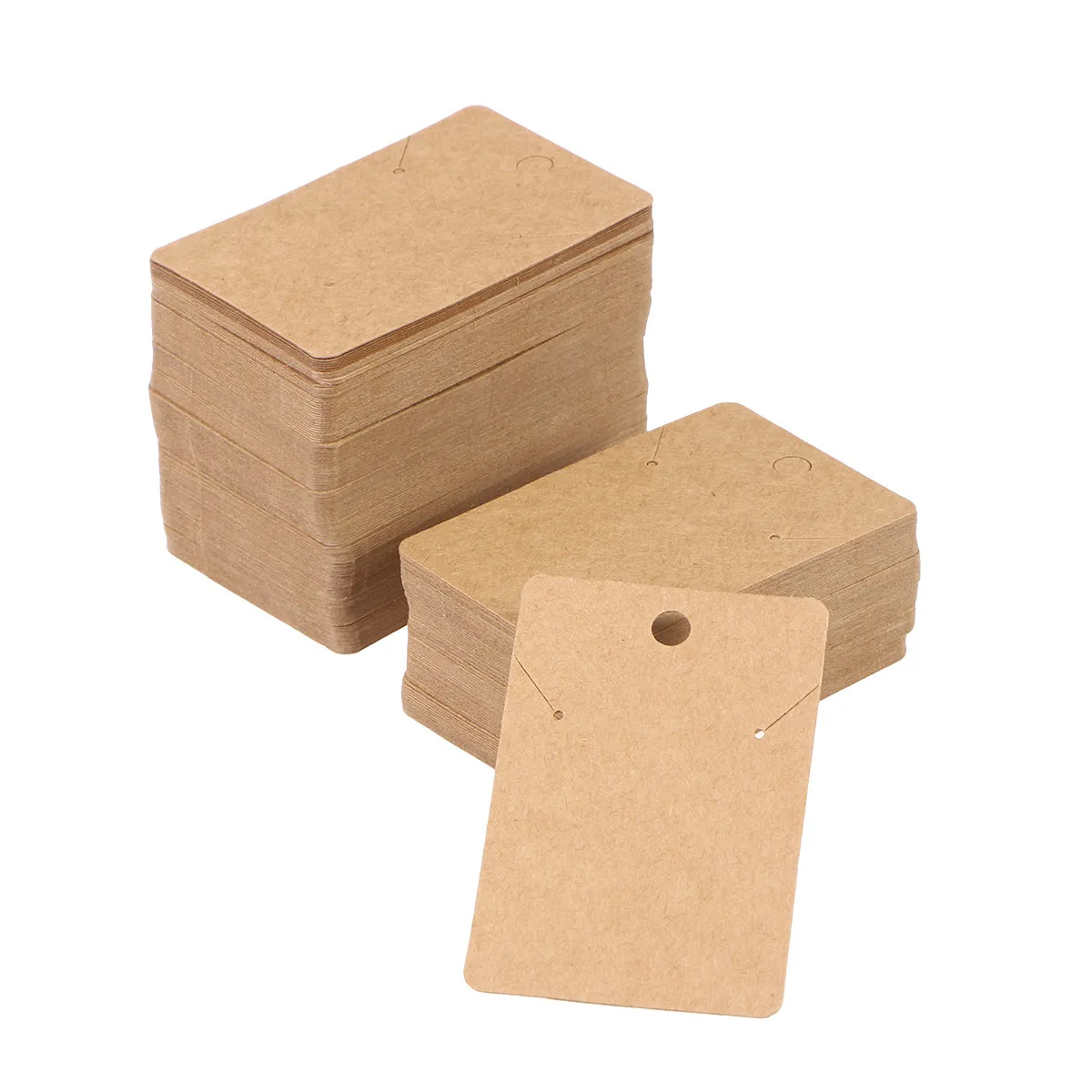 

200Pcs Kraft Paper Jewelry Display Cards Earring Necklace Cards for DIY Craft Packaging Storage Thick Natural Brown Card Stock