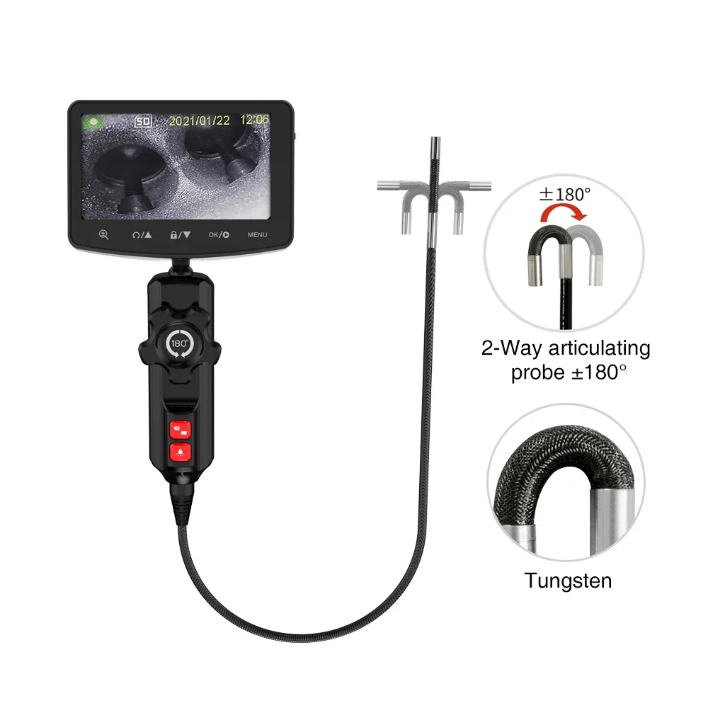 QBH-Caméra d'inspection de tuyaux US13, endoscope, endoscope, détection de moteur, vidéo, tuyau rigide, caméra sous-marine, 5 pouces