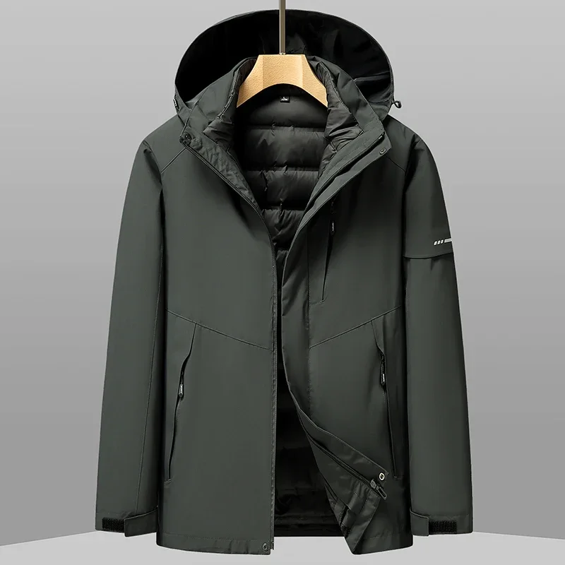 Luxury Short Women's Winter Down Jacket Padded Duck Down Padding Removable Liner Jackets for Men Waterproof Couple Coat