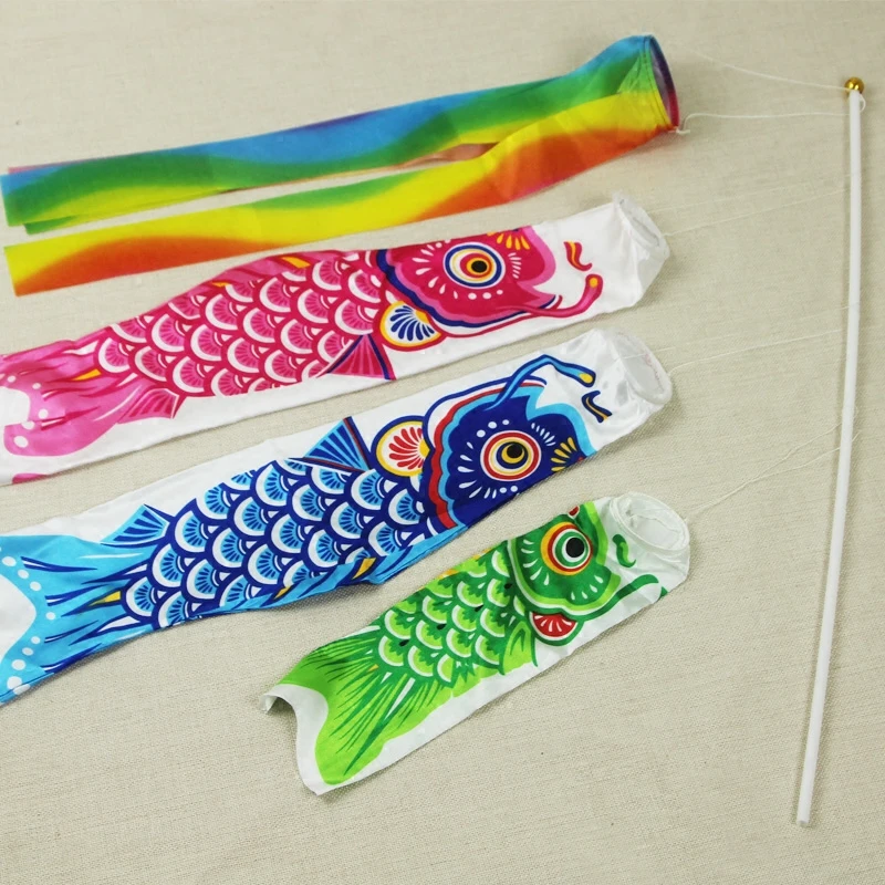 1 SET Koinobori Japanese Carp Streamer Windsock Fish Kite Craft  Wind Chimes Koi Flags for Children's Day Outdoor Hanging Decor