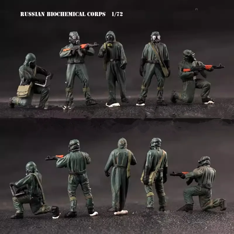 2024 New 1:72 Scale Model Resin 5 Pcs Russian Biochemical Corps Soldiers Action Figure DIY Scene Accessory Collection Display