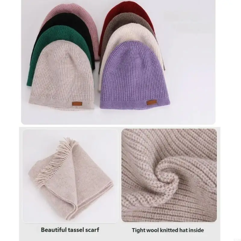 3Pieces Winter Accessories Set for Adult, Knit Brimless Hat Scarf and Screentouch Finger Gloves with Stretchy Design for Travel