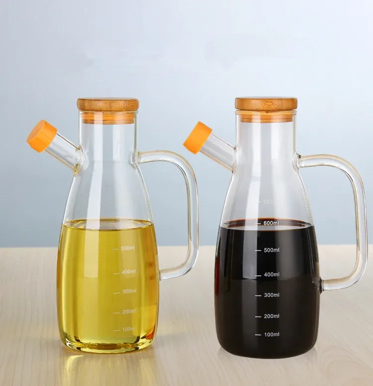 

650ml Large Capacity Transparent Soy Sauce Vinegar Oil Pots High Borosilicate Glass Seasoning Bottles Kitchen Tools JO 1082