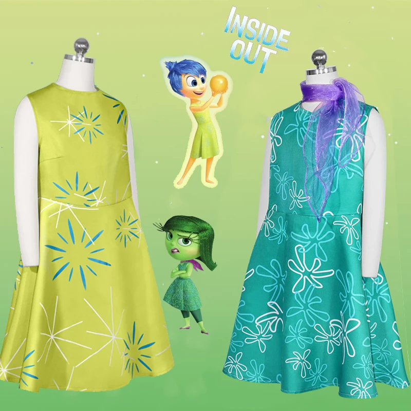 

2024 Hot Animated Film Inside Out Cartoon Cosplay Costumes for Girls Halloween Gift Performance Dress Carnival Party Clothes