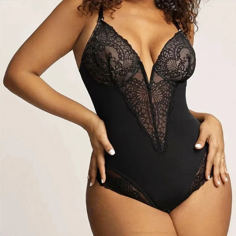 Sexy Deep V Neck Backless Shapewear Bodysuit Tummy Control Lingerie for Women Wedding Dresses Evening Gowns Seamless Plus Size