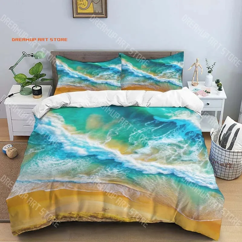 2026 S-Seawater Beach Reef Natural Scenery Fashion Print Bedding Three-piece Set Single Double Bed Adult Children's Quilt Cover