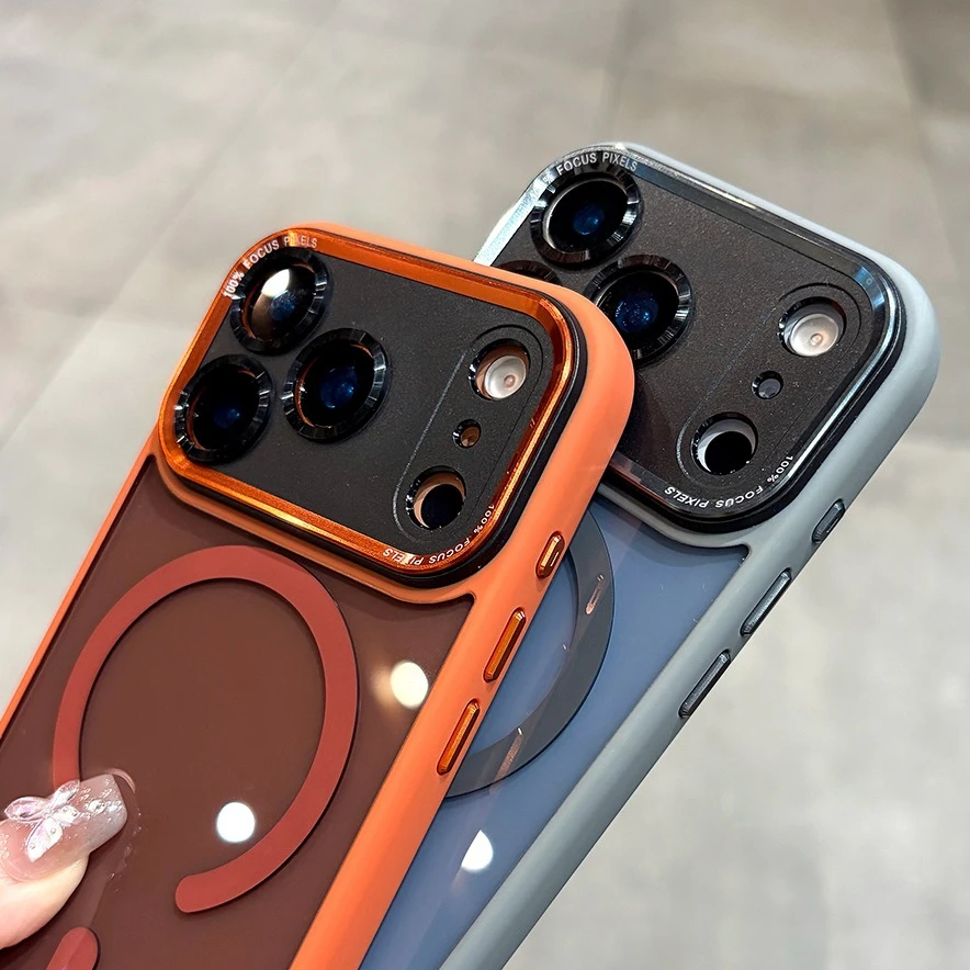 حافظة أكريليك شفافة Magsafe لهاتف آيفون 17 16 15 14 Pro Max Plus 17 Air 11 12 13 غطاء صلب مقاوم للصدمات مطلي مغناطيسي #4