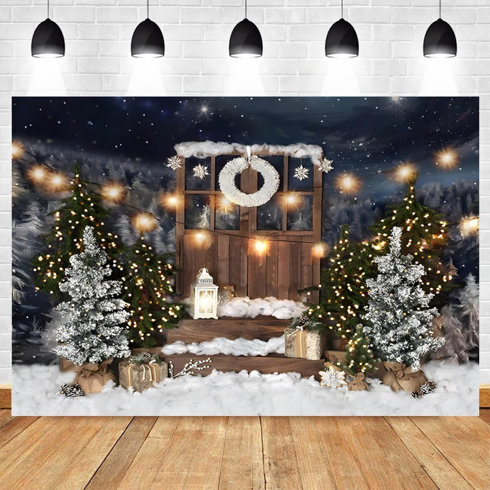 Christmas Photography Backdrop Winter Snow Xams Tree Candy Gifts Snowman Santa Claus Winter Family Party Photo Background Props