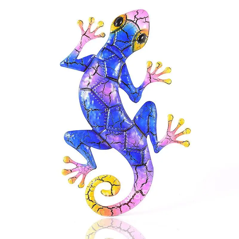 

Frosted color crack gecko pendant creative wrought iron animal wall hanging home metal decorations