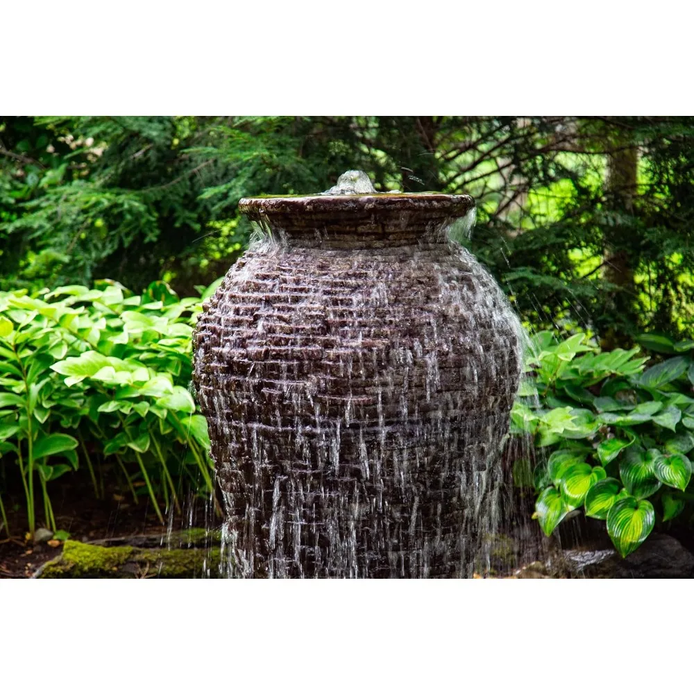 78207 نافورة جرة متوسطة الحجم مكدسة للمناظر الطبيعية والحدائق، طول 45 بوصة رمادي داكن #4