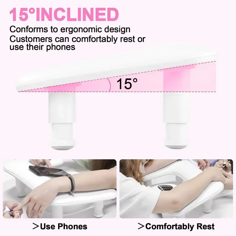 

U-Shaped Adjustable Height Nail Arm Rest, Soft PU Leather Manicure Hand Pillow