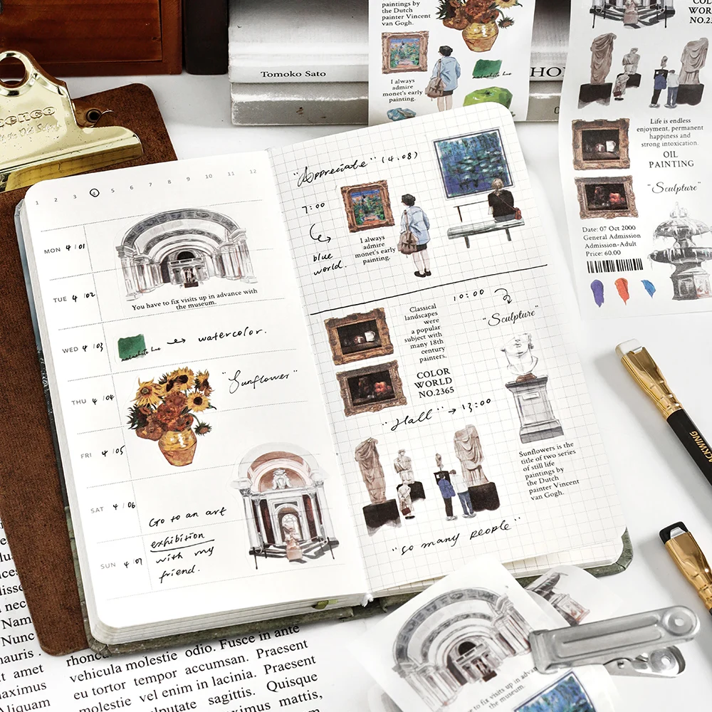 16Packs/Lot Time Story Series Serie Retro Paper Message Papermasking Washi Sticker