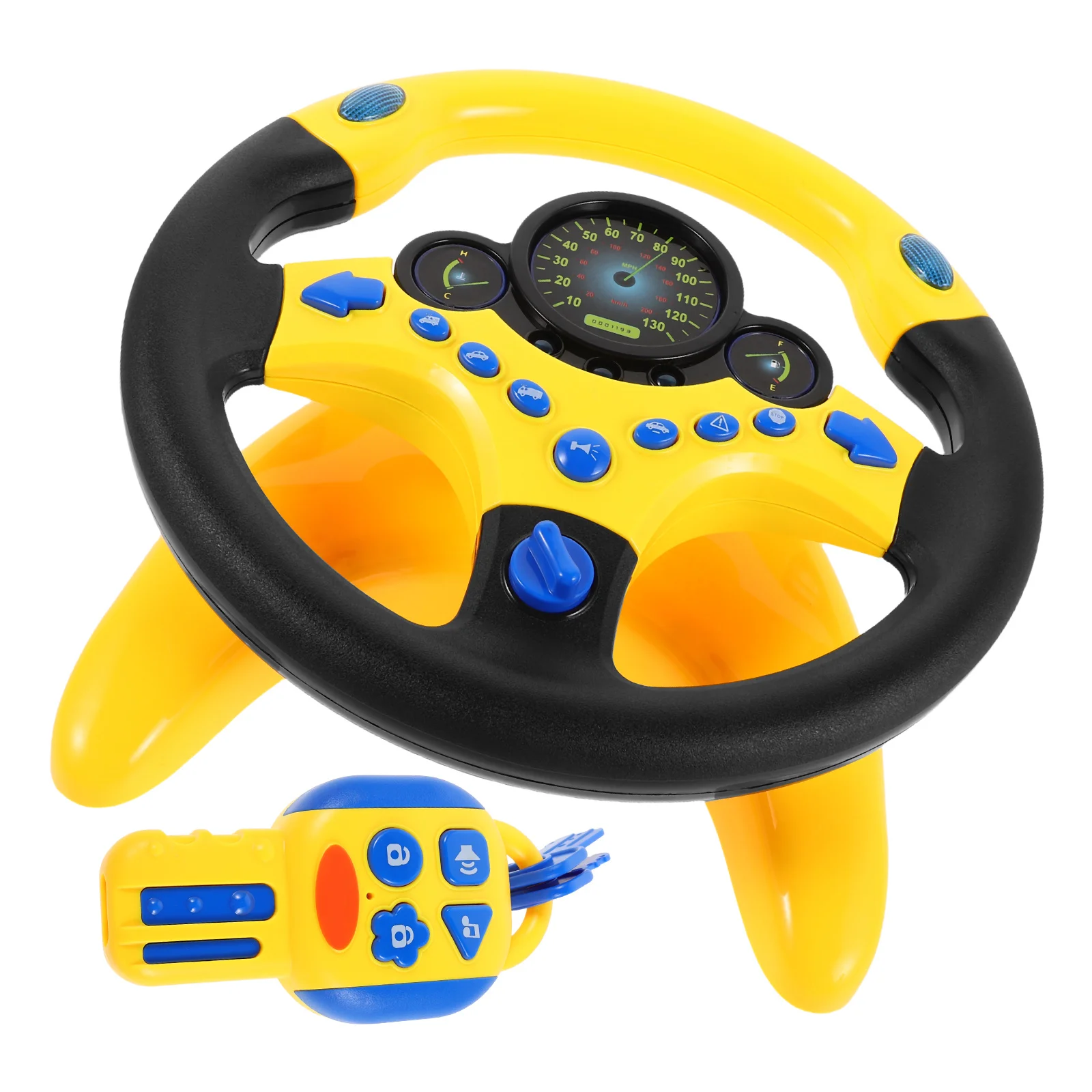 

Simulated Driving Steering Wheel Yellow Key Light Music Educational Pretend Play Driving Simulator Interactive Kids Play