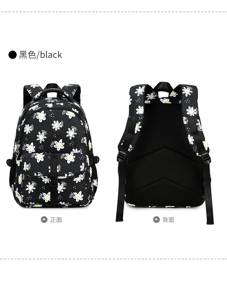 Large Capacity School Backpack for Girls Elementary Middle School Bags Purple Bookbag Student Flower Backpack with Many Pockets