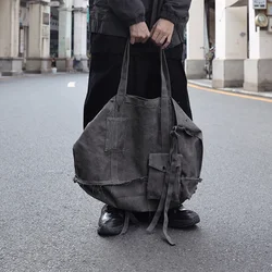 Borsa a tracolla da uomo in denim tinta unita stile streetwear Borsa a tracolla da viaggio in nylon di grande capacità Borsa da uomo per scuola per pendolari casual