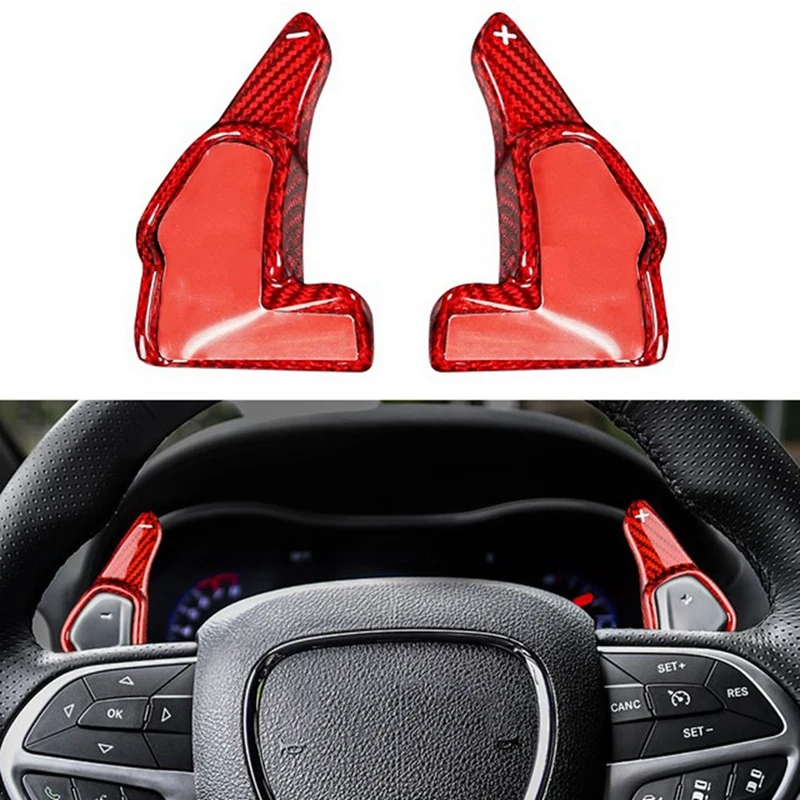 Carbon Fiber Car Steering Wheel Shifter Paddle Sticker Trim For Dodge Challenger Charger Durango R/T 2015-2022