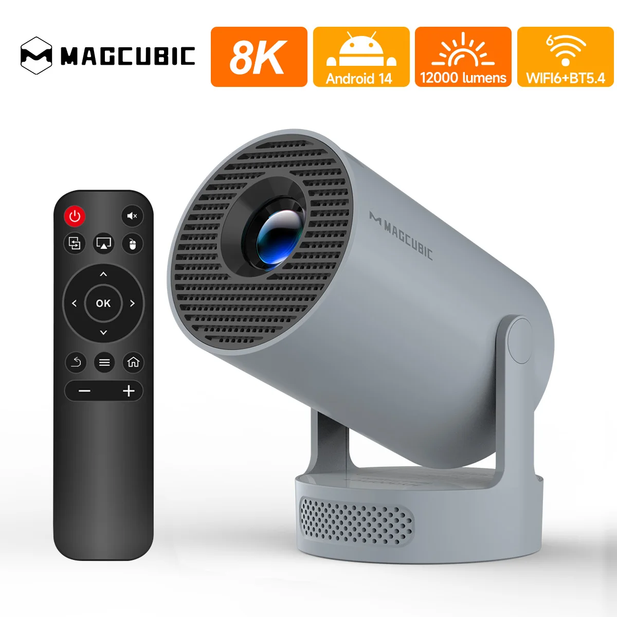Magcubic 8K HY300 Pro+ Projektor HD Android 14 Heimkino 12000 Lumen Wifi6 BT5.4 Tragbarer Outdoor-Projektor mit Lautsprecher