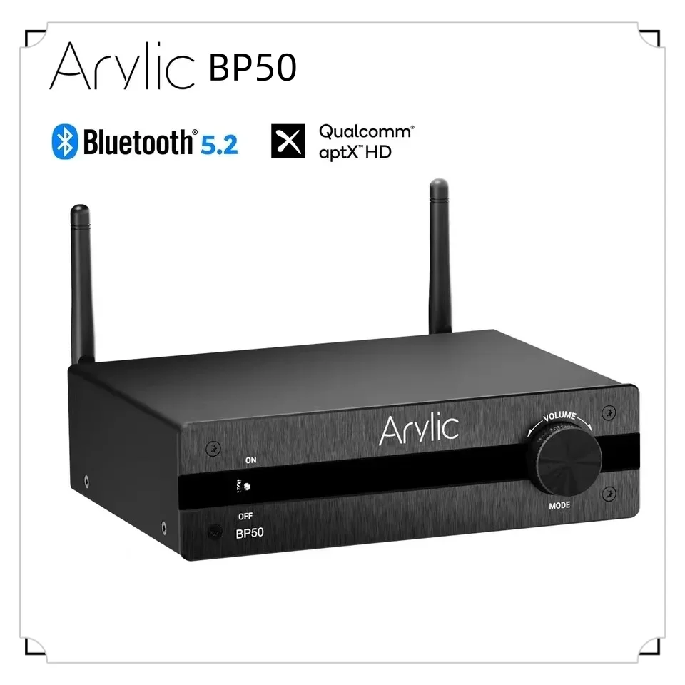 

Arylic BP50 Bluetooth Stereo aptx HD Audio Preamplifier Receiver 2.1 Channel Mini Class D Integrated Amp for Home Speakers