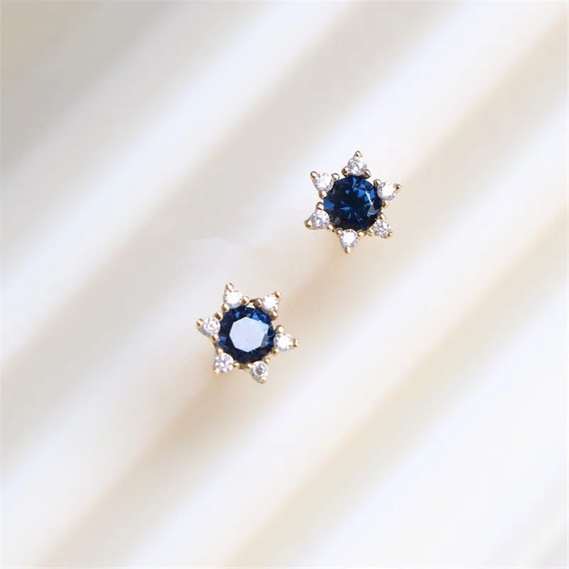 

S925 Silver Plated 18K Gold Luxury Sun Zircon Stud Earrings for Women Shining and Elegant Party Jewelry