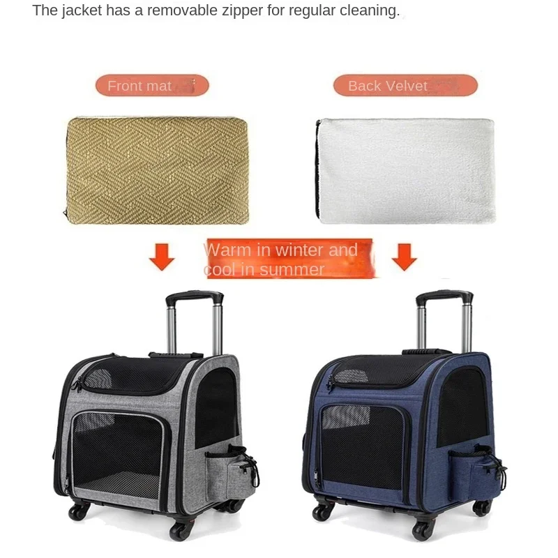 Portable Pet Trolley Suitcase Backpack Expandable Breathable Cat and Dog  Bag Ideal for Summer Travel with Pets