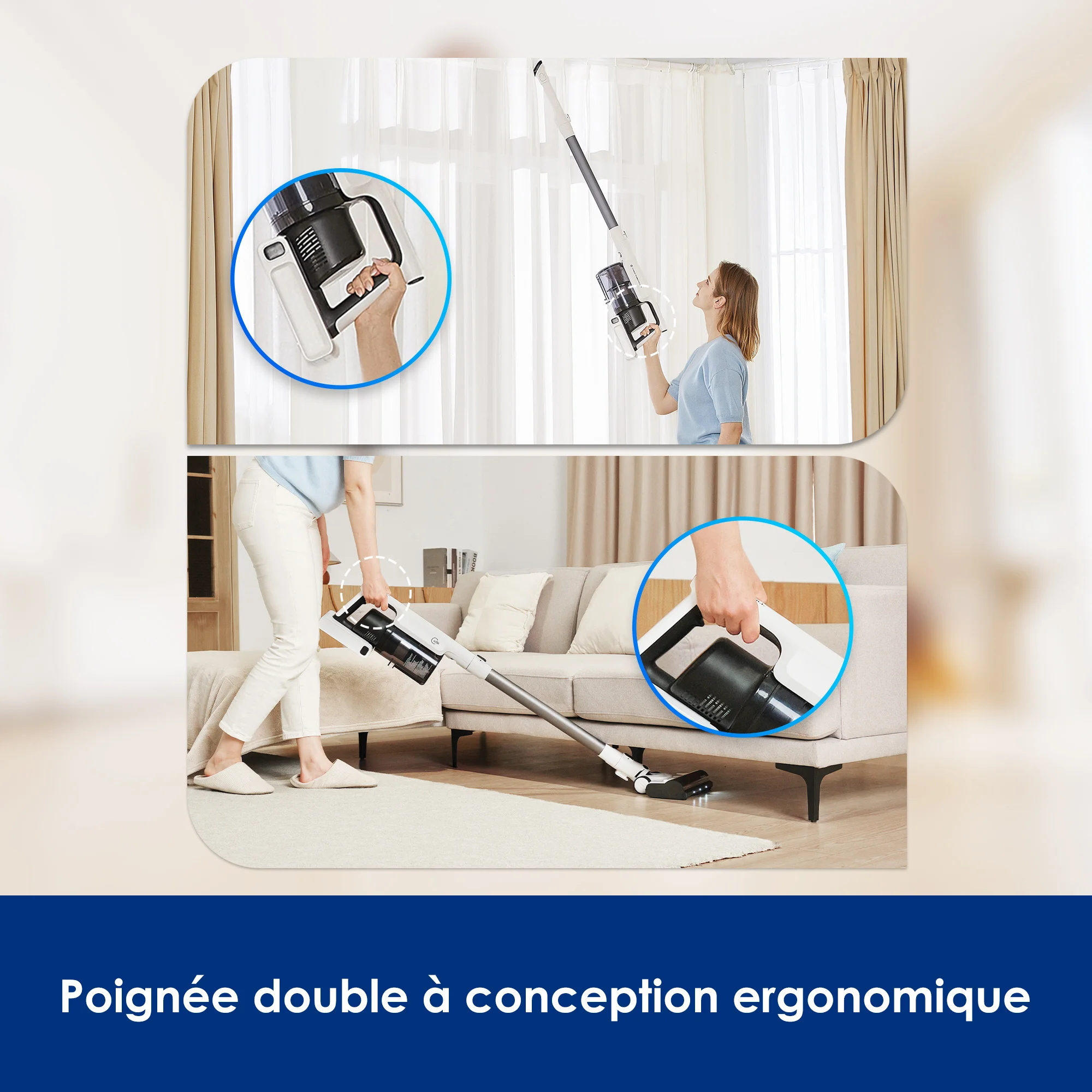 Tineco A30S Aspirateur Balai sans Fil, 60 Min d’Autonomie, Grand Réservoir de 1L, Brosse ZeroTangle,Technologie PureCyclone de, Eclairage LED