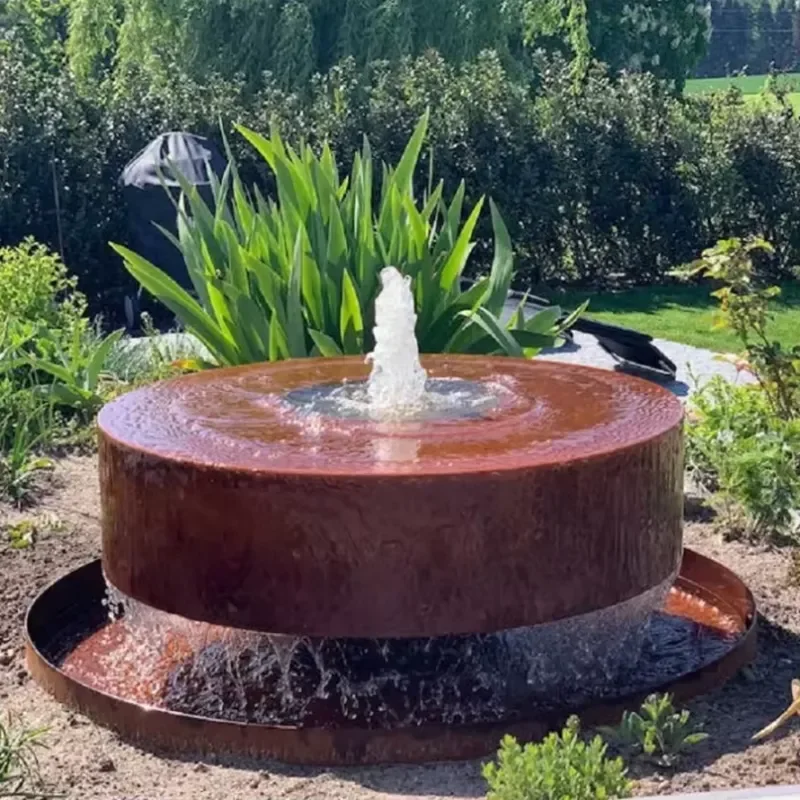For Custom Large Outdoor Garden Decoration Waterfall Statue Home Yard Landscape Corten Steel Fountain with Rain Curtain Water