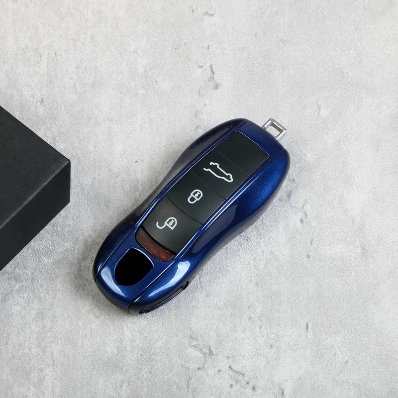 Key Case Blue Color Shell for Porsche Macan 911 718 Panamera Cayenne Taycan Boxster Remote Fob Replace Car Accessories 3pcs/set