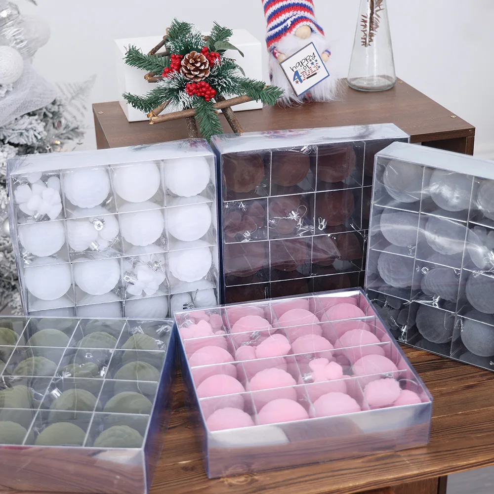 

Irregular Colored Flocking Christmas Balls Plastic Ornaments For Christmas Tree Decoration Unique Colorful Ball Pendants