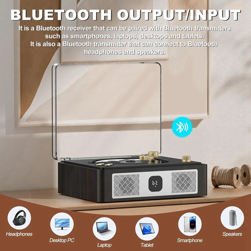 Bluetooth CD-плеер Настольные проигрыватели компакт-дисков для дома Встроенные динамики Перезаряжаемый разъем для наушников Винтажный CD-плеер