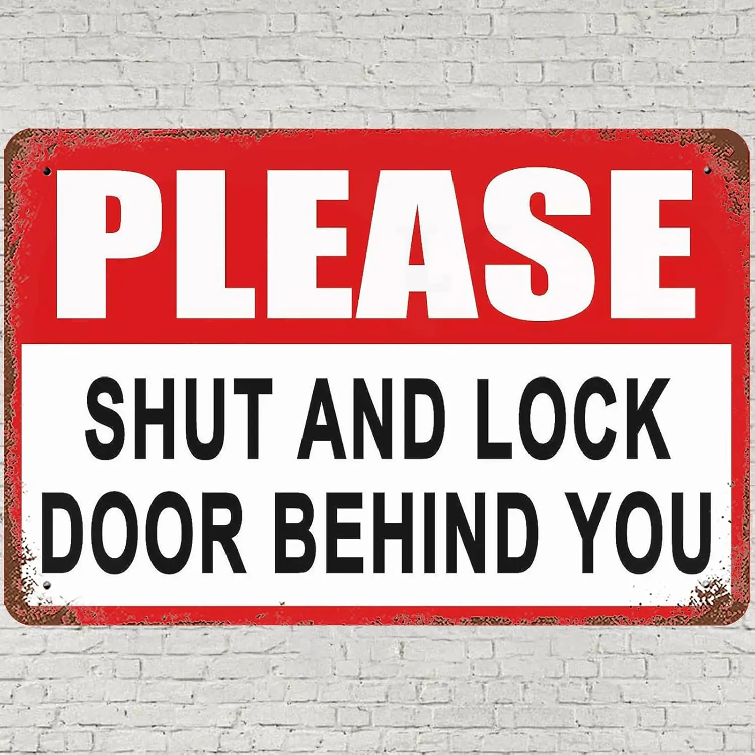 Retro Aluminium Tin Sign Retro Shut The Door Wall Art Decor, Please Shut And Lock Door Behind You Poster for Home Living Ro sign