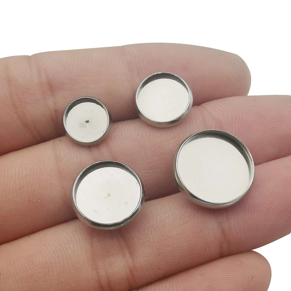 

80 Pcs Titanium Steel Earrings Blank Bezel Setting Cameo Base Not Allergic