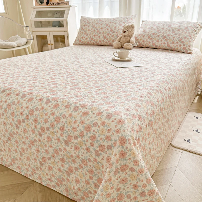 Soft Bedsheet Floral Style Bed Linen Skin-friendly Flat Sheet for Adults Kids Room Single Sheets Sabanas (Pillowcase Need Order)