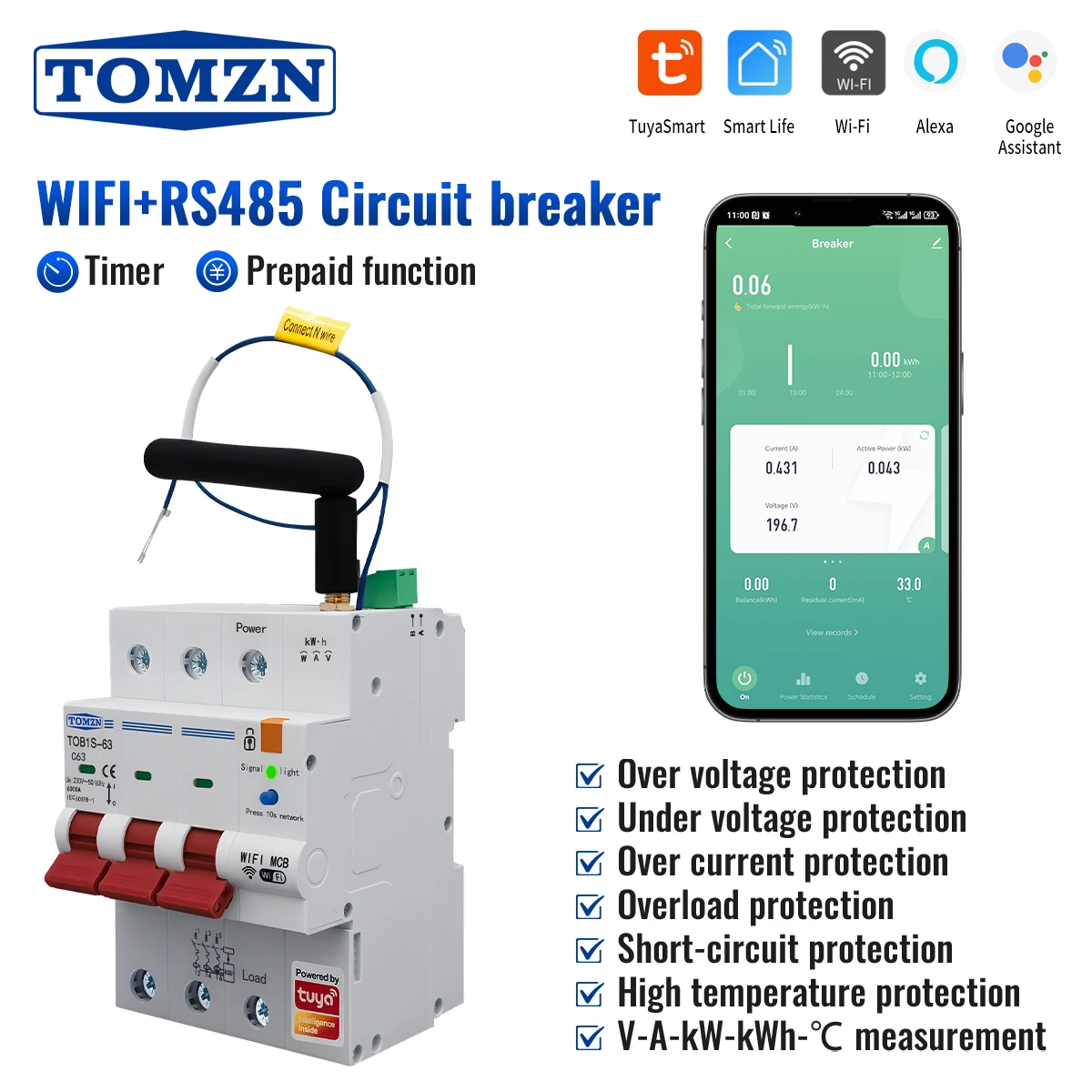 tomzn-three-phase-3p-n-wifi-smart-circuit-breaker-tuya-smartlife-rs485-modbus-lock-din-rail-ovp-ocp-uvp-short-circuit-protection