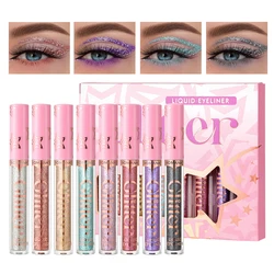 Glitter Liquid Eyeliner Pencil SET Flash Dazzling Eyeshadow Pearlescent Outline Pen Long Lasting No Smudge Women's Makeup Gifts