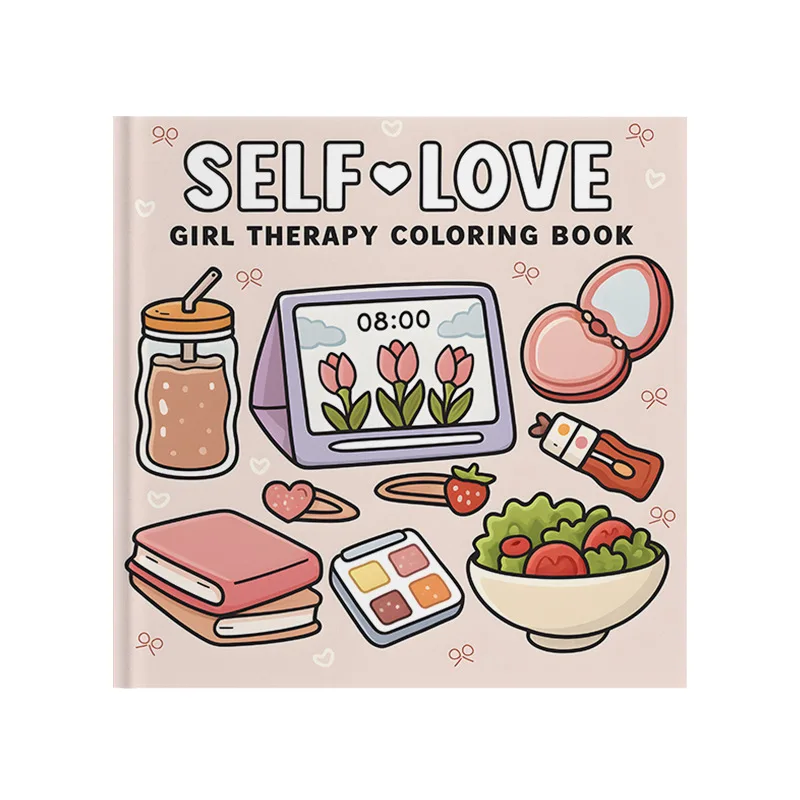 Kawaii Self Care Coloring Book Cozy Girl Daily Life Makeup Skincare Floral Scene Art Gift For Teen Women Relax Therapy