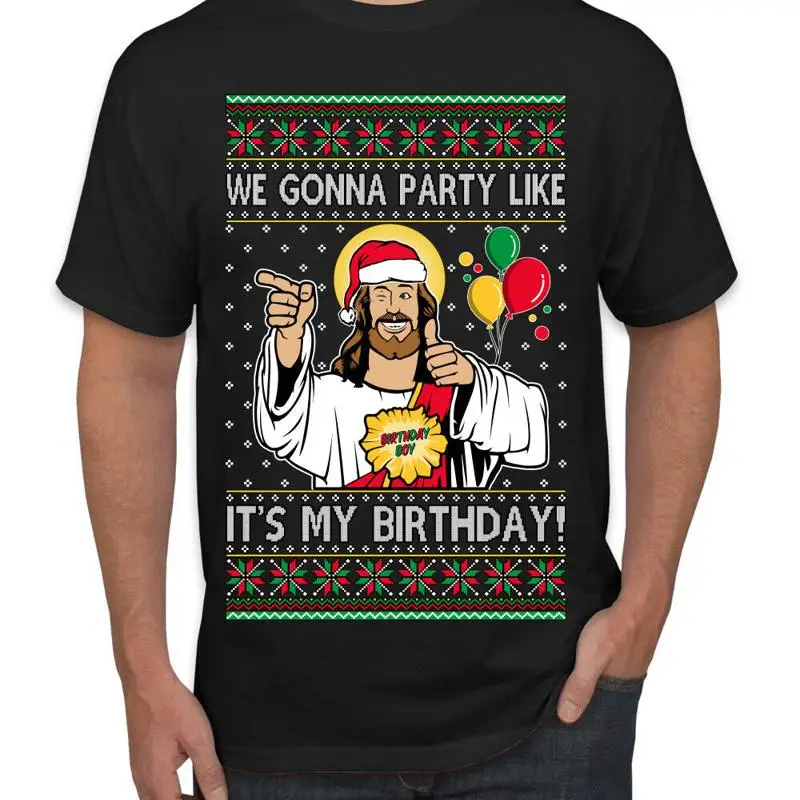 

Gonna Party Like It's My Birthday Santa Jesus Holiday Humor Мужская футболка