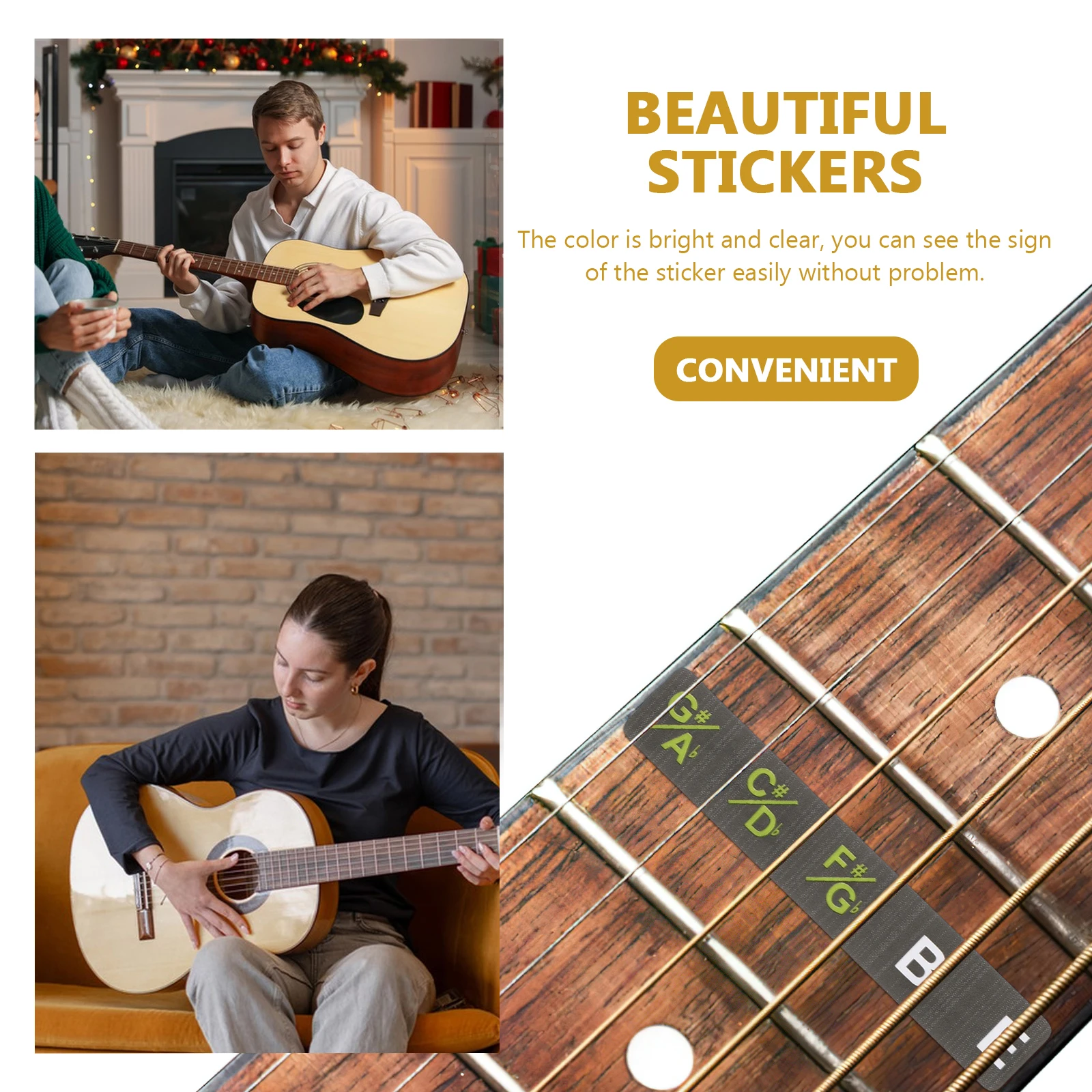 

2Pcs Guitar Scale Stickers Note Map Decals for Beginners Reusable Lightweight Peel Off Guitar Trainer Practice Tool Fretboard