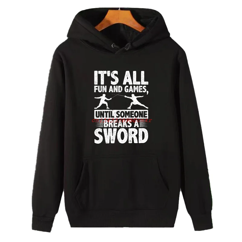 

Funny Fencing Graphic Hooded Sweatshirts Suitable For All Ages Essentials Winter Thick Sweater Hoodie Men's Sportswear