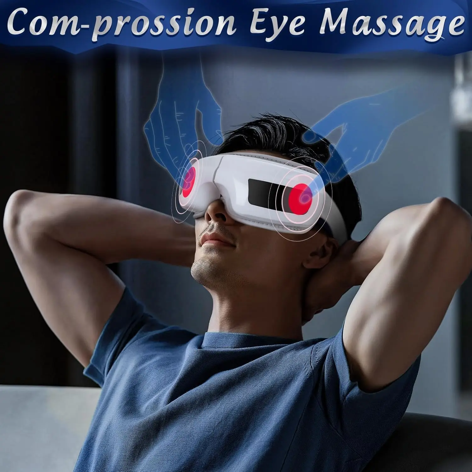 High Quality 3D Wireless Air Pressure Vibration Eye Massager for Self Care Wellness with 3 Levels of Hot Compress & Music