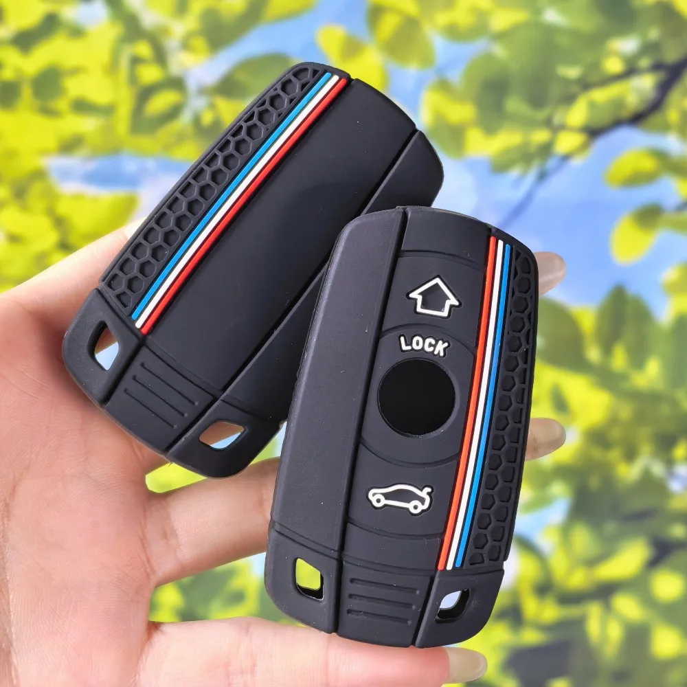 Ergonomic Hex Texture Key Fob Case For BMW E90 E60 E70 E81 X3 X5 Z4 1 3 5 6 Series Soft Silicone Car Key Sleeve Accessory
